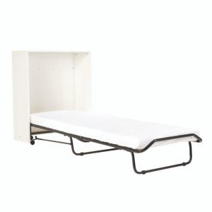 Mueble cama plegable blanco con colchón y lamas 80×190