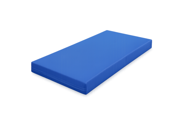 Colchón sanitario D-25 con funda impermeable e ignífuga M1 en color azul